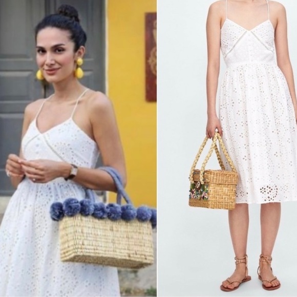 ZARA Cutwork Embroidered Eyelet White Dress sz XS - Picture 3 of 12